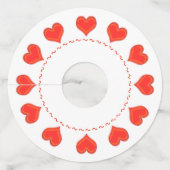 Label van wijnglas - rode harten (Voorkant)