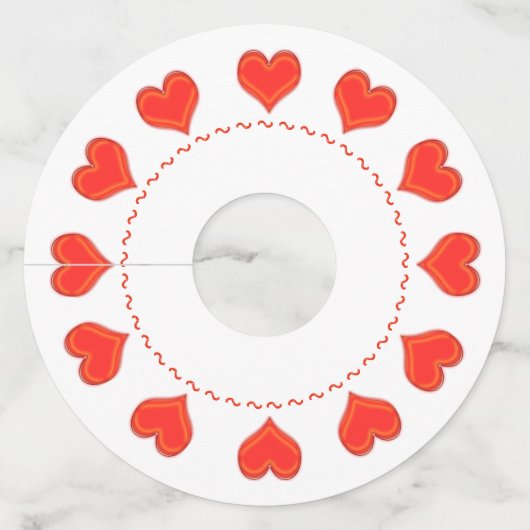 Label van wijnglas - rode harten (Voorkant)