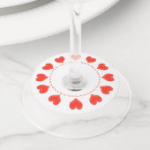 Label van wijnglas - rode harten (Dichtbij)