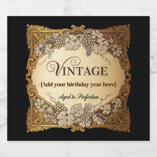 label – Verjaardagsbash in oude wijnstijl Sparkling Wijnetiket (Enkel label)