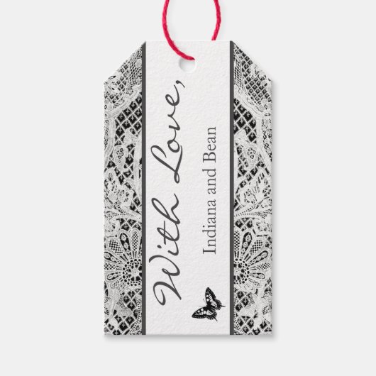 Label VERPLICHTEN MET VERLIESDE ANTIEK LACE VAN DE Cadeaulabel (Voorkant)