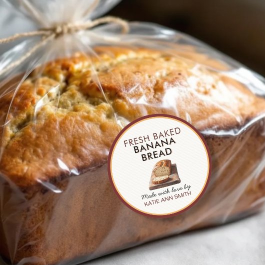 Label versgebakken bananenbrood | Bakkerijsticker