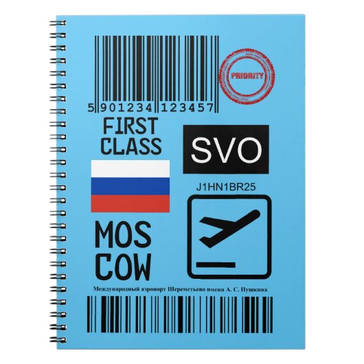 Label vliegreizen Moskou Notitieboek (Voorkant)