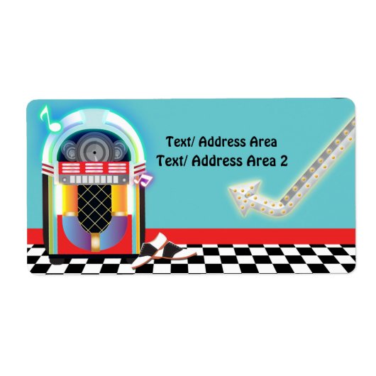 Label voor 50's Sock Hop Dans Jukebox Feestpakket (Voorkant)