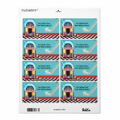 Label voor 50's Sock Hop Dans Jukebox Feestpakket (Full Sheet)
