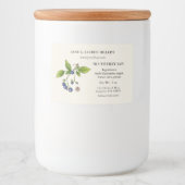 Label voor blauwe bessenjam met ingrediëntenlijst voedselcontainer etiket (Voorkant)