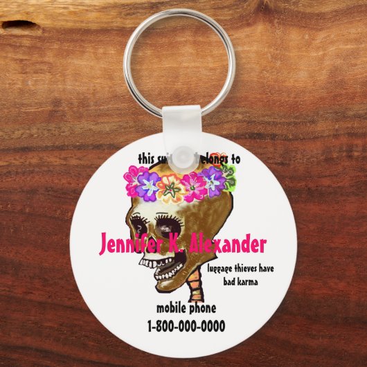 Label voor de schedelbagage sleutelhanger (Voorkant)