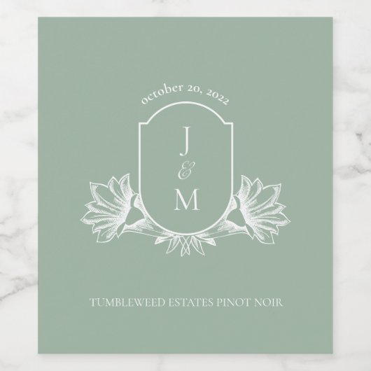 label voor flesjesmonogram voor rustzegelwijn wijn etiket (Enkel label)