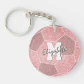 label voor girale roze voetbal met monogram sleutelhanger (Voorkant)