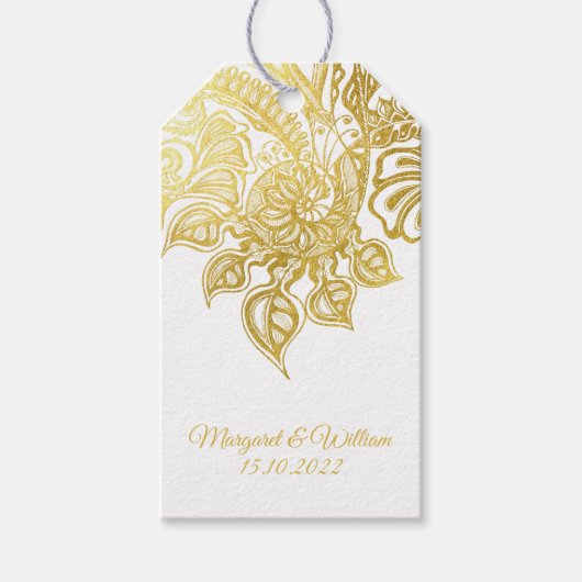 Label voor goudglitterbruiloft cadeaulabel (Voorkant)