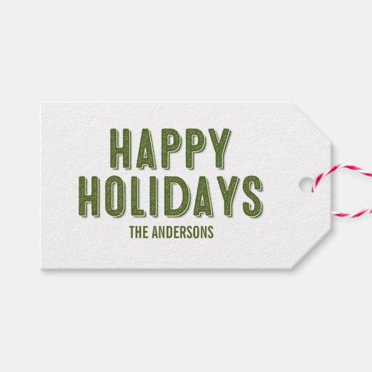 Label voor groene feestdagen Prettige feestdagen c Cadeaulabel (Voorkant (Horizontaal))