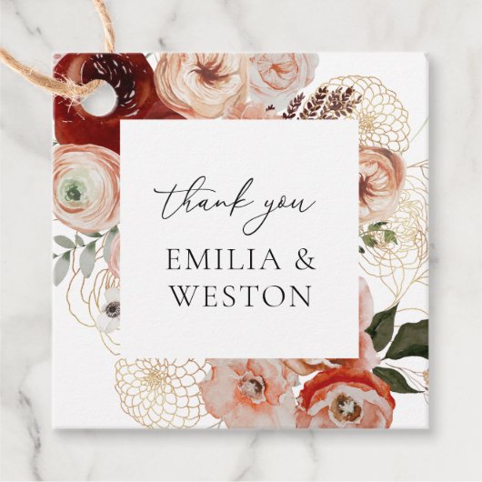 Label voor herfst Bohemian Wedding Favor (Voorkant)