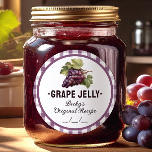 Label voor het inmaken van druivenjam met geruit o