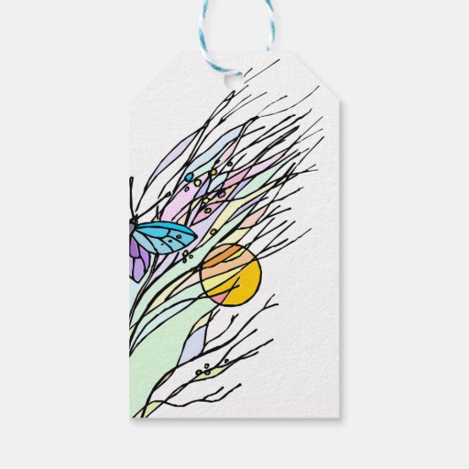 Label voor het ontwerpen van vlindervelden cadeaulabel (Achterkant)