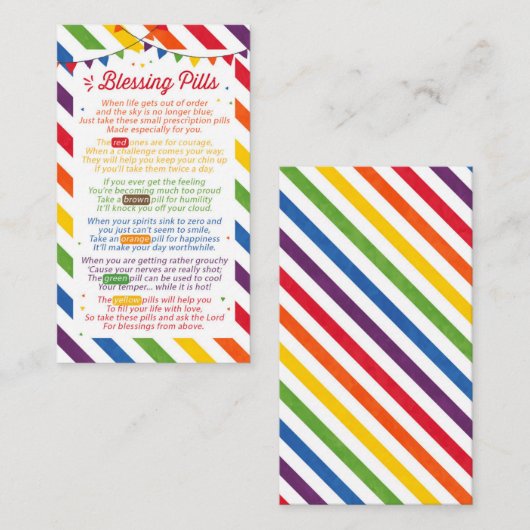 Label voor het plukken van pillen, gedicht (Voorkant / Achterkant)