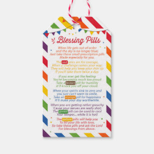 Label voor het plukken van pillen, gedicht cadeaulabel