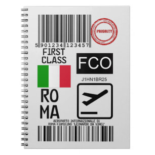 Label voor het reizen van Roma-luchthavens Notitieboek