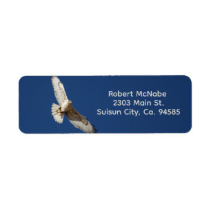 label voor het retouradres van de Ferruginous Hawk