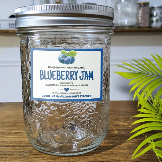 Label voor Ingeblikte Blauwe Bessen Voedselcontainer Etiket