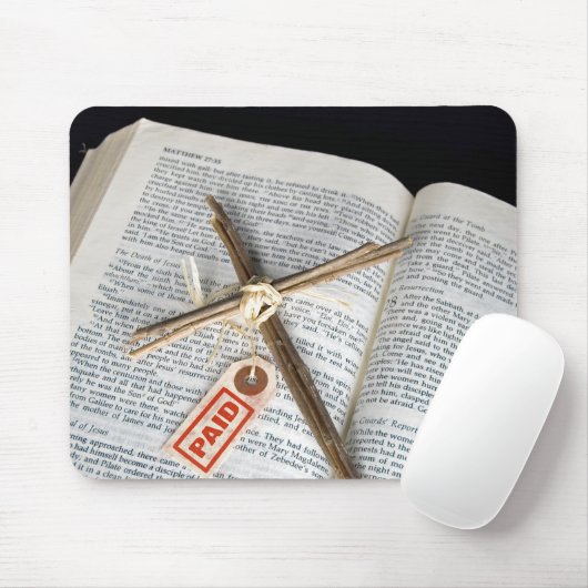 label voor kruiskosten en prijzen op bijbel muismat (Met muis)