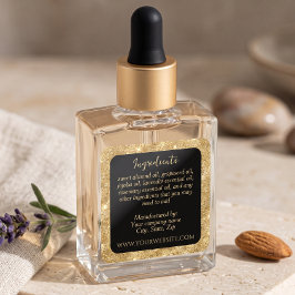 Label voor luxe zwarte en gouden glinsterende ingr