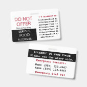 Label voor meerdere voedselallergieën badge (Voor- en achterkant)