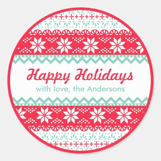 Label voor noordse patrooncadeautjes | PRETTIGE FE (Voorkant)