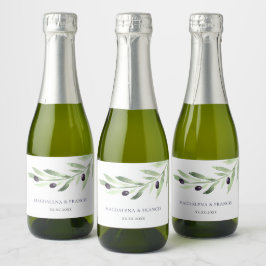 label voor olijftak bruiloft-waterflesetiket sparkling wijnetiket