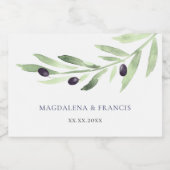 label voor olijftak bruiloft-waterflesetiket sparkling wijnetiket (Enkel label)