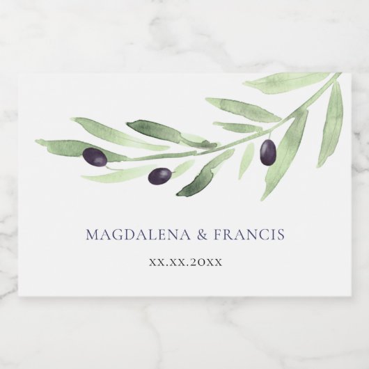 label voor olijftak bruiloft-waterflesetiket sparkling wijnetiket (Enkel label)