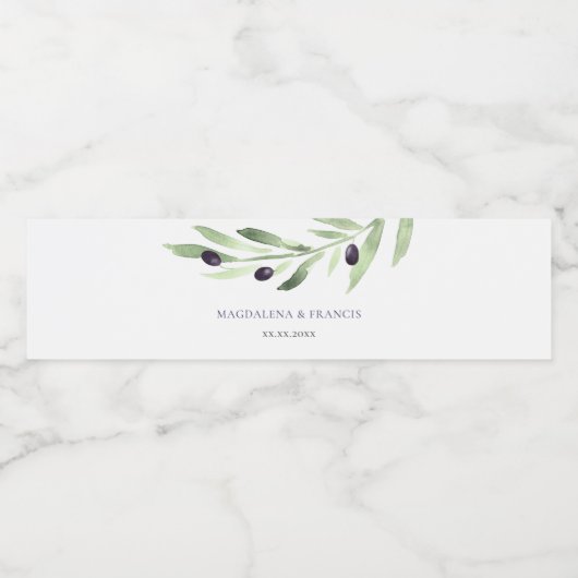 label voor olijftak bruiloft-waterflesetiket waterfles etiket (Enkel label)