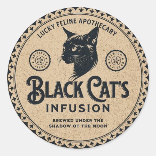 Label voor oude drankjes Zwarte Kat Halloween Deco (Voorkant)