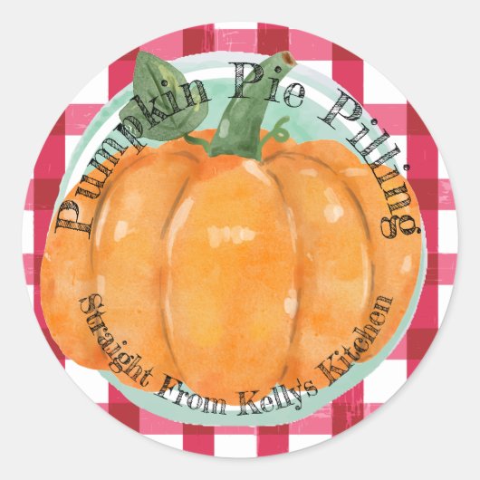 Label voor pompoentaartvulling voor thuis inmaakbe (Voorkant)