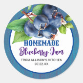 Label voor pot met rustieke blauwe bosbessenjam (Voorkant)