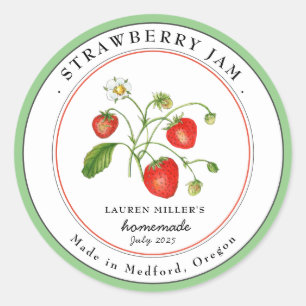 Label voor pot met vintage aardbeienjam