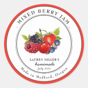 Label voor pot met vintage gemengde bessenjam