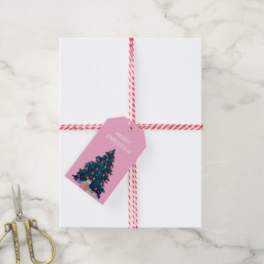 Label voor prettige kerstcadeaus cadeaulabel (Met Touw)