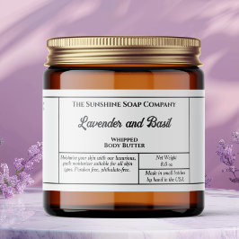 Label voor rustic witte body butter of cosmetica p waterfles etiket
