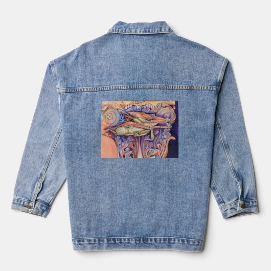 Label voor spinnen en krullen denim jacket (Achterkant)