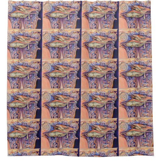 Label voor spinnen en krullen douchegordijn (Voorkant)