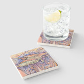 Label voor spinnen en krullen stenen onderzetter (Zijkant)