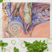 Label voor spinnen en krullen theedoek (Gevouwen)