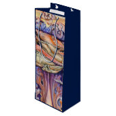 Label voor spinnen en krullen wijn cadeautas (Achterkant Gekanteld)