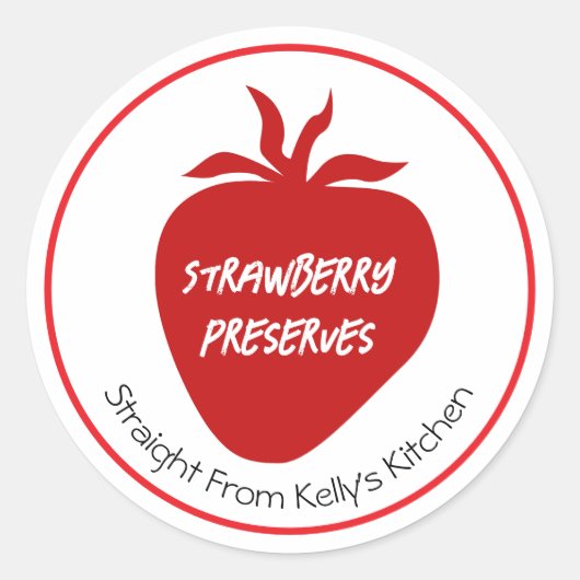 Label voor thuisconservering van aardbeienjam (Voorkant)
