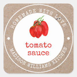 Label voor thuisgemaakte tomatensaus inblikken