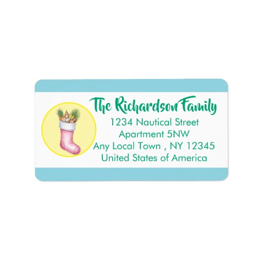 label voor vakantie-Kaart met nautisch thema (Voorkant)