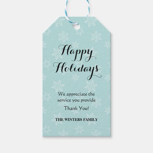 Label voor vakantietoekenning voor dienstverleners cadeaulabel (Voorkant)