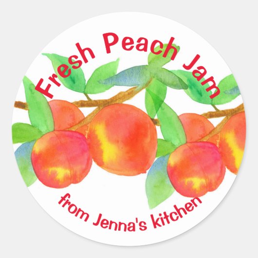 Label voor verse perzikjam keuken fruit cadeau (Voorkant)