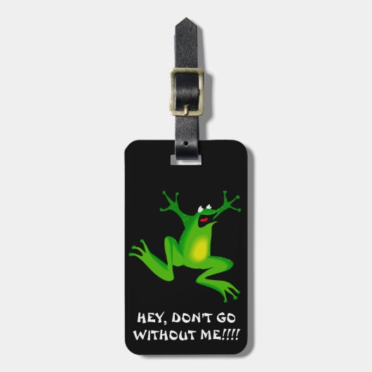 Label VOOR VERVOER. FUNNY FROG BLACK GREEN MASCULI Bagagelabel (Voorkant verticaal)
