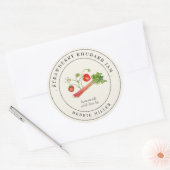 Label voor vintage aardbei rabarberjam inmaakpot (Envelop)
